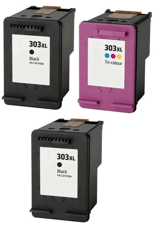 Remanufactured HP 303XL Black & 303XL Colour High Capacity Ink Cartridges & EXTRA BLACK